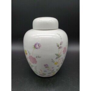 Ginger Jar Pastel Hand Painted Flowers Made in Japan Foil Label Vintage